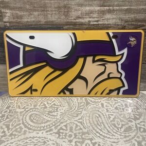 Minnesota Vikings License Plate Acrylic‎ Decor Football NFL Purple Gold